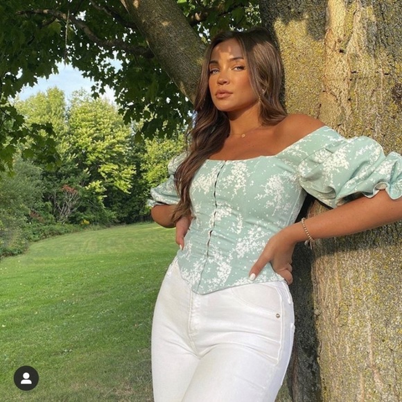 Jill Renee Springfield Pastel Green Floral Corset Top sz Small - Picture 2 of 6